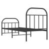 Black Metal Bed Frame with Headboard and Footboard - 75x190 cm