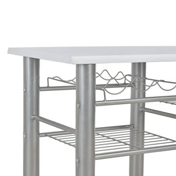 Stylish 3 Piece Bar Set with Shelves - Wood & Steel White