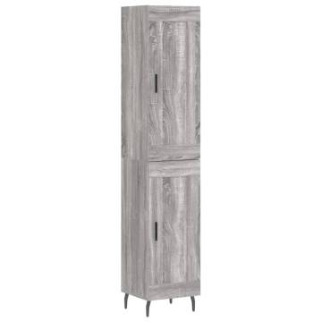 Stylish Highboard Grey Sonoma - 34.5x34x180 cm - Hipomarket