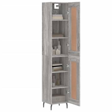 Stylish Highboard Grey Sonoma - 34.5x34x180 cm - Hipomarket