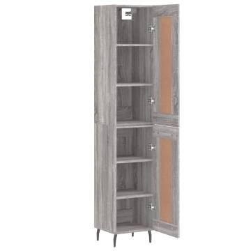 Stylish Highboard Grey Sonoma - 34.5x34x180 cm - Hipomarket