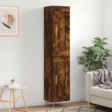 Stylish Highboard in Smoked Oak - 34.5x34x180 cm | HipoMarket