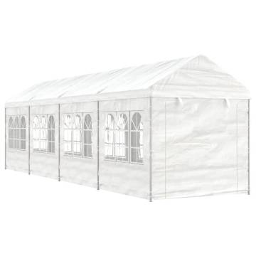 White Gazebo with Roof - Durable 8.92x2.28m for Outdoor Events