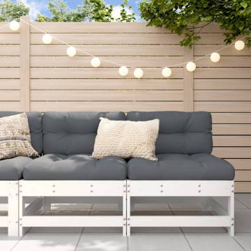 Garden Middle Sofas - 2 pcs White Solid Wood Pine | Hipomarket