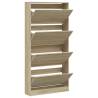 Shoe Cabinet with 4 Flip-Drawers - Sonoma Oak | HipoMarket