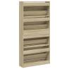 Shoe Cabinet with 4 Flip-Drawers - Sonoma Oak | HipoMarket