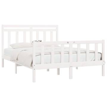 Bed Frame White Solid Wood Pine 160x200 cm | HipoMarket