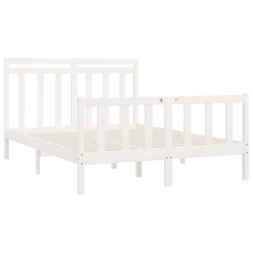 Bed Frame White Solid Wood Pine 160x200 cm | HipoMarket