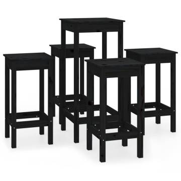 5 Piece Black Solid Wood Pine Bar Set | Hipo Market