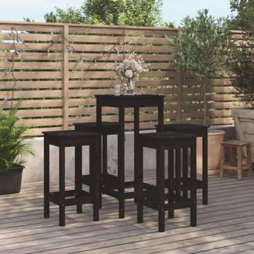 5 Piece Black Solid Wood Pine Bar Set | Hipo Market