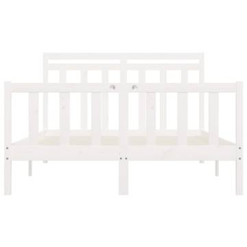 Bed Frame White Solid Wood Pine 160x200 cm | HipoMarket