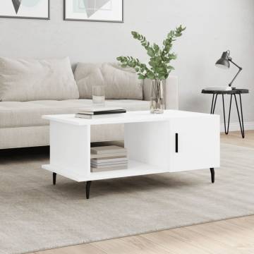 Elegant White Coffee Table - 90x50x40 cm Engineered Wood