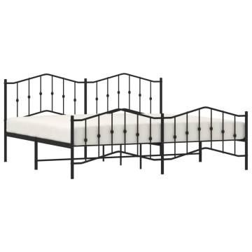 Metal Bed Frame with Headboard - Black 200x200 cm | Hipo Market