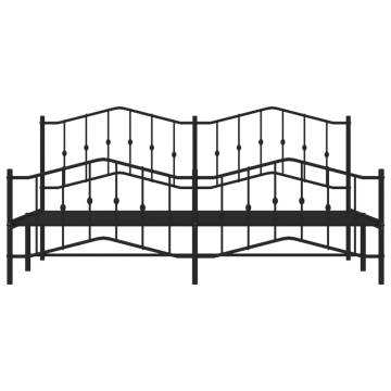 Metal Bed Frame with Headboard - Black 200x200 cm | Hipo Market