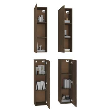 Stylish 4 pcs Brown Oak TV Cabinets - Modern Design