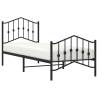 Black Metal Bed Frame with Headboard & Footboard 90x200 cm