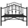 Black Metal Bed Frame with Headboard & Footboard 90x200 cm