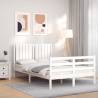 Bed Frame with Headboard - White Small Double Solid Wood