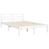 Bed Frame with Headboard - White Small Double Solid Wood