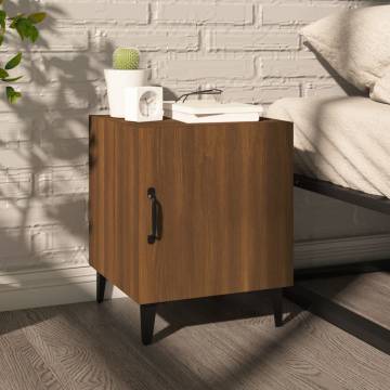 Elegant Brown Oak Bedside Cabinet | Premium Engineered Wood