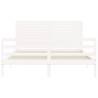 White Bed Frame with Headboard - Solid Wood 160x200 cm