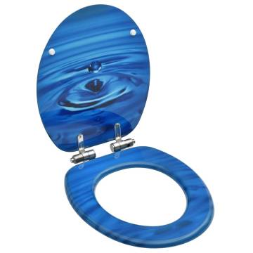 Soft Close WC Toilet Seat - Blue Water Drop Design | HipoMarket