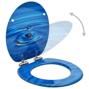 Soft Close WC Toilet Seat - Blue Water Drop Design | HipoMarket