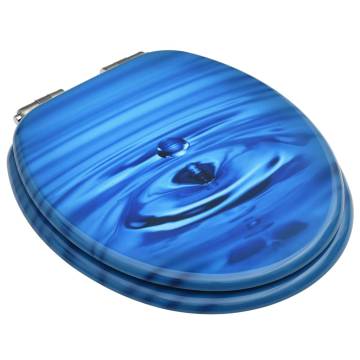 Soft Close WC Toilet Seat - Blue Water Drop Design | HipoMarket