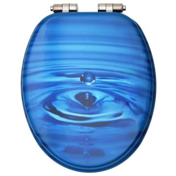 Soft Close WC Toilet Seat - Blue Water Drop Design | HipoMarket