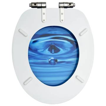 Soft Close WC Toilet Seat - Blue Water Drop Design | HipoMarket