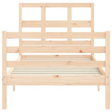 Single Solid Wood Bed Frame with Headboard | Hipo Market