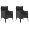 Comfortable Black Poly Rattan Garden Chairs with Cushions - 2 pcs