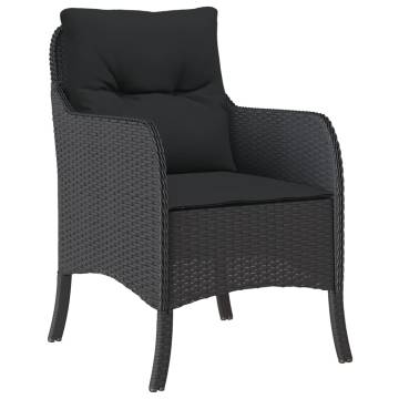 Comfortable Black Poly Rattan Garden Chairs with Cushions - 2 pcs