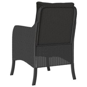 Comfortable Black Poly Rattan Garden Chairs with Cushions - 2 pcs