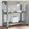 Kitchen Trolley MONZA 84x40x90 cm Solid Wood Pine Colour grey Size 84 x 40 x 90 cm 