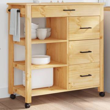 Kitchen Trolley MONZA - Solid Wood Pine, Vintage Style | Hipo Market