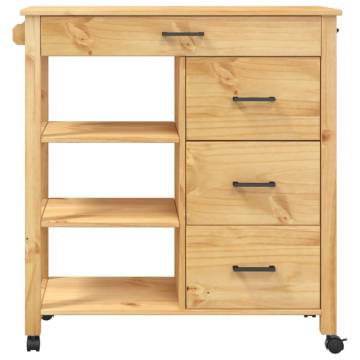 Kitchen Trolley MONZA - Solid Wood Pine, Vintage Style | Hipo Market