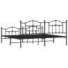 Robust Black Metal Bed Frame with Headboard - 193x203 cm