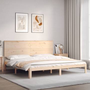 Solid Wood Bed Frame with Headboard 200x200 cm | HipoMarket