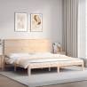 Bed Frame with Headboard 200x200 cm Solid Wood Colour natural Size 200 x 200 cm 