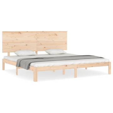 Solid Wood Bed Frame with Headboard 200x200 cm | HipoMarket