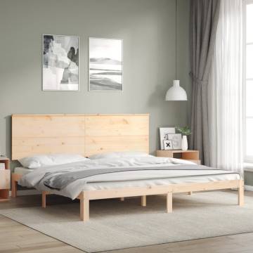 Solid Wood Bed Frame with Headboard 200x200 cm | HipoMarket