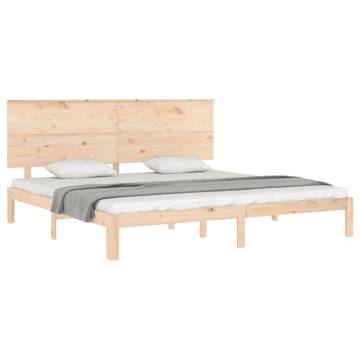 Solid Wood Bed Frame with Headboard 200x200 cm | HipoMarket