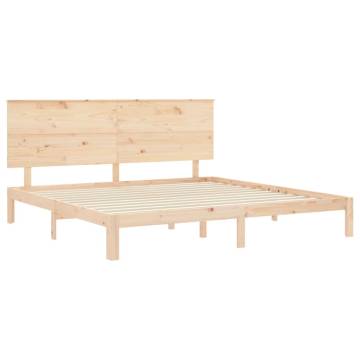 Solid Wood Bed Frame with Headboard 200x200 cm | HipoMarket