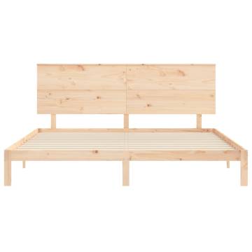 Solid Wood Bed Frame with Headboard 200x200 cm | HipoMarket