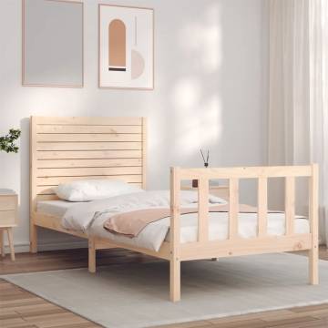 Solid Wood Bed Frame with Headboard 90x200 cm - Stylish & Durable