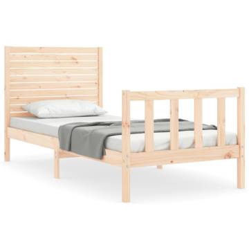 Solid Wood Bed Frame with Headboard 90x200 cm - Stylish & Durable