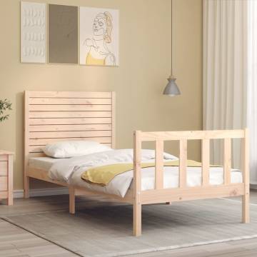 Solid Wood Bed Frame with Headboard 90x200 cm - Stylish & Durable