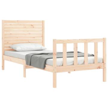 Solid Wood Bed Frame with Headboard 90x200 cm - Stylish & Durable