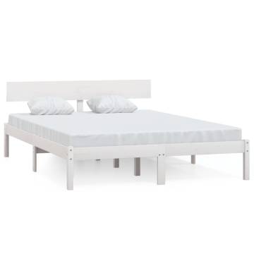 Stylish White Solid Wood Pine Bed Frame 140x200 cm | HipoMarket